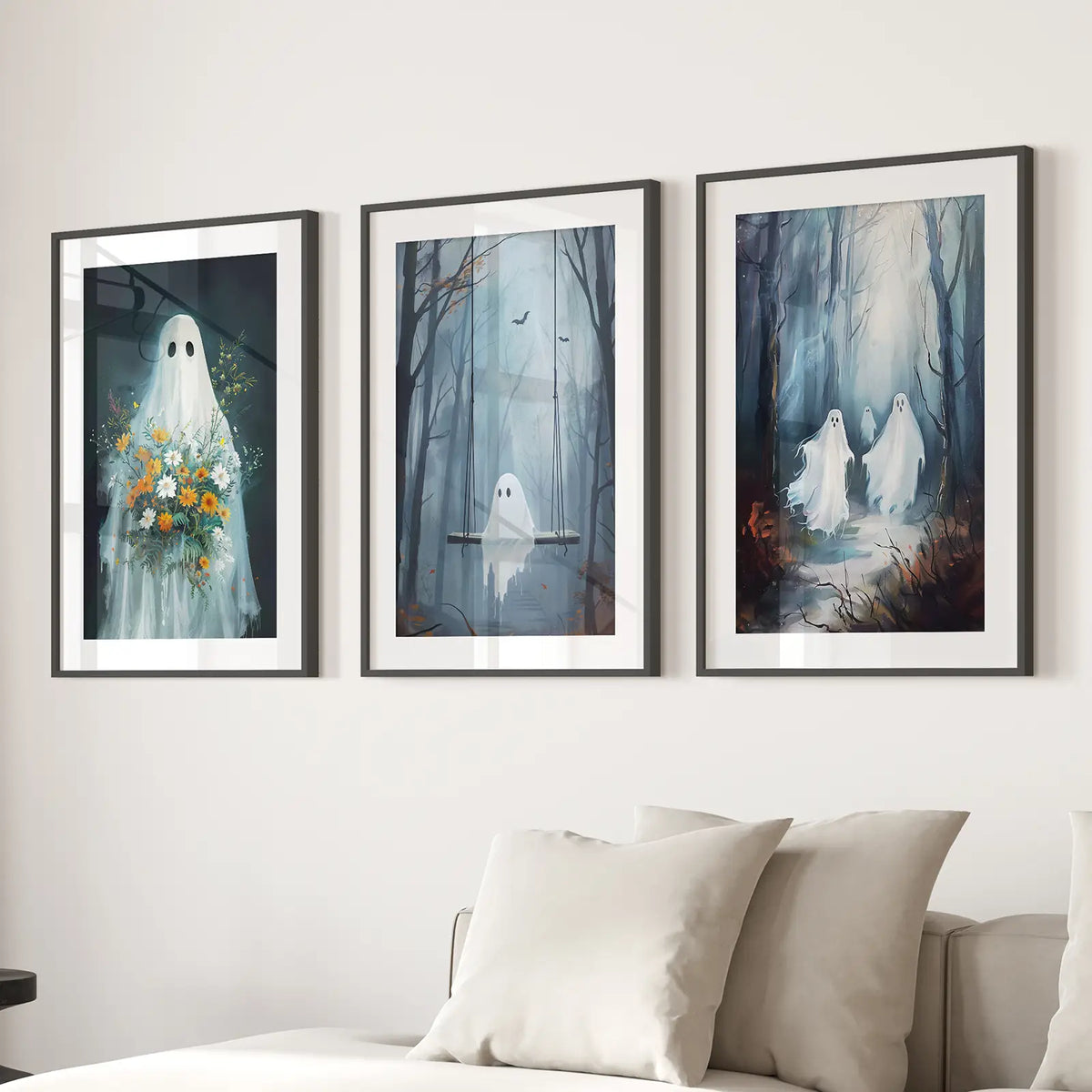 Cute Ghosts Halloween Art Print Gothic Decor Set, photo 5 of 10