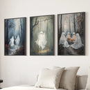 Dark Halloween Spooky Ghost Wall Art Prints Decor by Wall Art Set