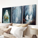 Cute Ghosts Halloween Art Print Gothic Decor Set by Wall Art Set