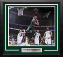 Giannis Antetokounmpo Slam Dunk v. 76ers Milwaukee Bucks Autographed 16x20 Framed Basketball Photo by Dynasty Sports & Framing