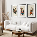 Funny Frog and Cat. Japanese Art. Matsumoto Hoji Poster by Wall Art Set