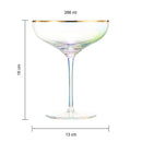 Iridescent Colored Gilded Rim Coupe Glass 2 Set Large 9OZ Rainbow Cocktail Champagne Luster Pearl Gl by The Wine Savant