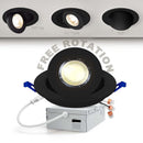 LED Canless Recessed Light 4 inch Gimbal 5CCT Dimmable Adjustable Directional Retrofit Eyeball Lighting with Jbox ETL Rated