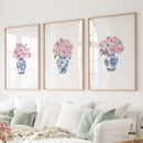 Blue Chinoiserie Watercolor Roses Art Print Set by Wall Art Set