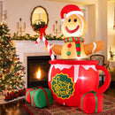 7 Feet Inflatable Gingerbread Man in Hot Cocoa Mug with Built-in LED Lights and Gift Boxes by LJGDeals