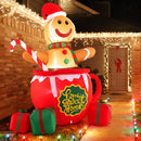 7 Feet Inflatable Gingerbread Man in Hot Cocoa Mug with Built-in LED Lights and Gift Boxes by DirectDeals