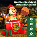 7 Feet Inflatable Gingerbread Man in Hot Cocoa Mug with Built-in LED Lights and Gift Boxes by LJGDeals