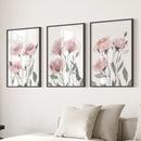 Watercolor Blush Pink Flowers Poster Decor Set by Wall Art Set