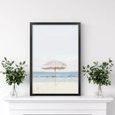 Girl's Nursery Wall Decor. Pink Umbrella, Blue Ocean by Wall Art Set