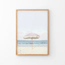 Girl's Nursery Wall Decor. Pink Umbrella, Blue Ocean by Wall Art Set
