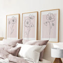 Pink Wall Art Set Of 3 Botanical Modern Decor by Wall Art Set