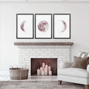 Moon Phases. Pink Wall Art Set for Girl's Nursery by Wall Art Set