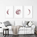 Moon Phases. Pink Wall Art Set for Girl's Nursery by Wall Art Set