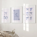 Trendy Blue Bows Preppy Poster Girly Decor Art Set by Wall Art Set