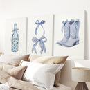 Preppy Aesthetic Dorm Decor Blue Wall Art Prints by Wall Art Set