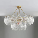 Ribbed Glass Shell Brass Chandelier
