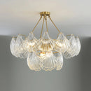 Ribbed Glass Shell Brass Chandelier