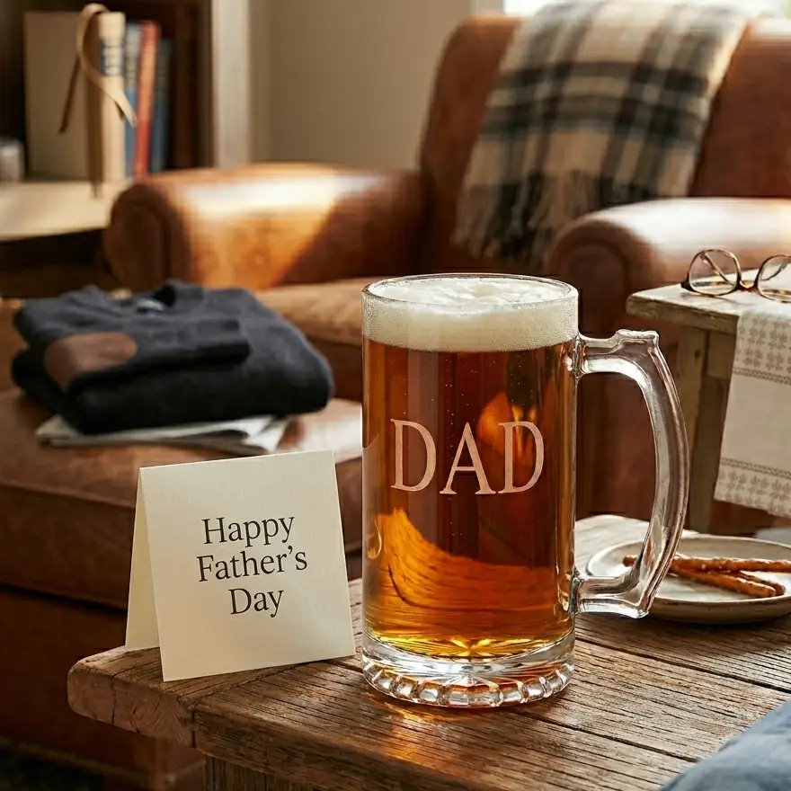 Glass Pint Tankard, installed in a room