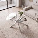 Glass Coffee Table Round Clear Center Table with Tempered Glass Top by LJGDeals