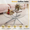 Glass Coffee Table Round Clear Center Table with Tempered Glass Top by DirectDeals