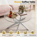 Glass Coffee Table Round Clear Center Table with Tempered Glass Top by LJGDeals