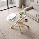 Glass Coffee Table Round Clear Center Table with Tempered Glass Top by DirectDeals