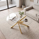 Glass Coffee Table Round Clear Center Table with Tempered Glass Top by LJGDeals