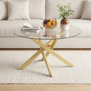 Glass Coffee Table Round Clear Center Table with Tempered Glass Top by DirectDeals