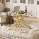Glass Coffee Table Round Clear Center Table with Tempered Glass Top by DirectDeals