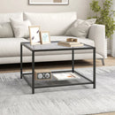 Modern 2-Tier Square Glass Coffee Table with Mesh Shelf by DirectDeals