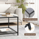 Modern 2-Tier Square Glass Coffee Table with Mesh Shelf by DirectDeals