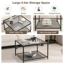 Modern 2-Tier Square Glass Coffee Table with Mesh Shelf by LJGDeals