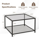 Modern 2-Tier Square Glass Coffee Table with Mesh Shelf by DirectDeals