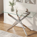 Glass Console Table Modern Entryway Table with Clear Tempered Glass Top-Silver by LJGDeals
