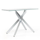 Glass Console Table Modern Entryway Table with Clear Tempered Glass Top-Silver by LJGDeals