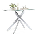 Glass Console Table Modern Entryway Table with Clear Tempered Glass Top-Silver by LJGDeals