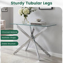 Glass Console Table Modern Entryway Table with Clear Tempered Glass Top-Silver by LJGDeals