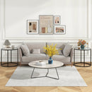 20 Inch Glass End Table with Metal Frame and Faux Marble Glass Top-Black and White by DirectDeals