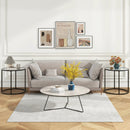 20 Inch Glass End Table with Metal Frame and Faux Marble Glass Top-Black and White by LJGDeals