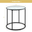 20 Inch Glass End Table with Metal Frame and Faux Marble Glass Top-Black and White by LJGDeals