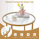 2-Tier Glass End Table Set of 2 with Faux Marble Storage Shelf-White by LJGDeals