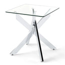 Glass Side Table Square End Table with Tempered Glass Top and Metal X Base-Silver by LJGDeals