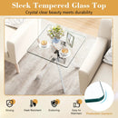 Glass Side Table Square End Table with Tempered Glass Top and Metal X Base-Silver by LJGDeals