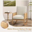Rocking Chair with Rattan Armrests and Upholstered Cushion-Beige by LJGDeals