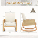 Rocking Chair with Rattan Armrests and Upholstered Cushion-Beige by LJGDeals