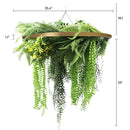 Artificial Hanging Plant Chandelier – Draping Fern Circular Ring (31.5in) Gold Frame – UV Resistant