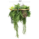 Artificial Hanging Plant Chandelier – Tropical Foliage Circular Ring (23.5in) Gold Frame – UV Resistant