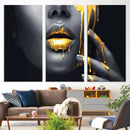 Gold Glitter Lips Fashion Photography Wall Art Makeup Wall
