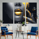 Gold Glitter Lips Fashion Photography Wall Art Makeup Wall