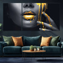 Gold Glitter Lips Fashion Photography Wall Art Makeup Wall